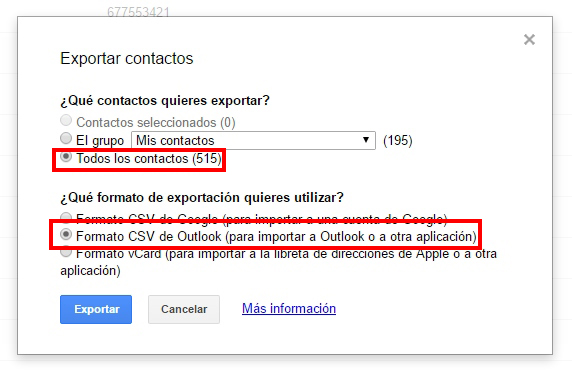 Imagen - Cómo exportar tus contactos de Gmail a Outlook y otros