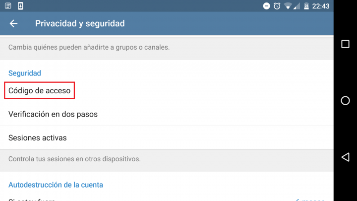 Imagen - Cómo bloquear Telegram con huella dactilar