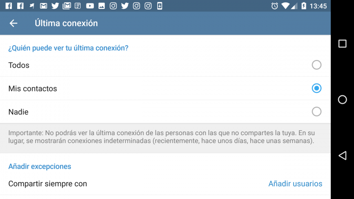 Imagen - Cómo ocultar la última conexión en Telegram