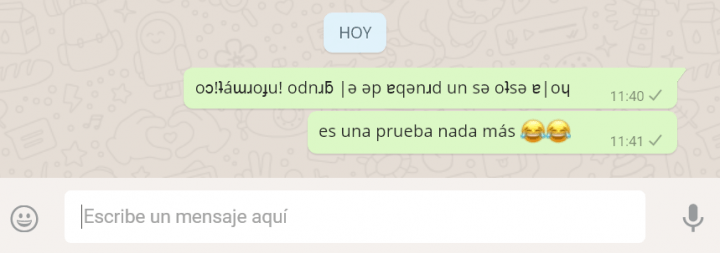 Imagen - C&oacute;mo escribir mensajes de WhatsApp al rev&eacute;s