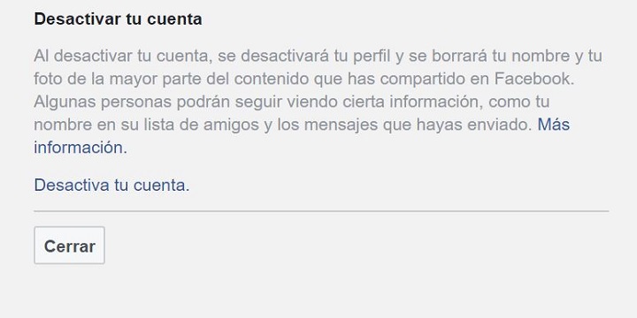 Imagen - ¿Es lo mismo eliminar la cuenta de Facebook que desactivarla?