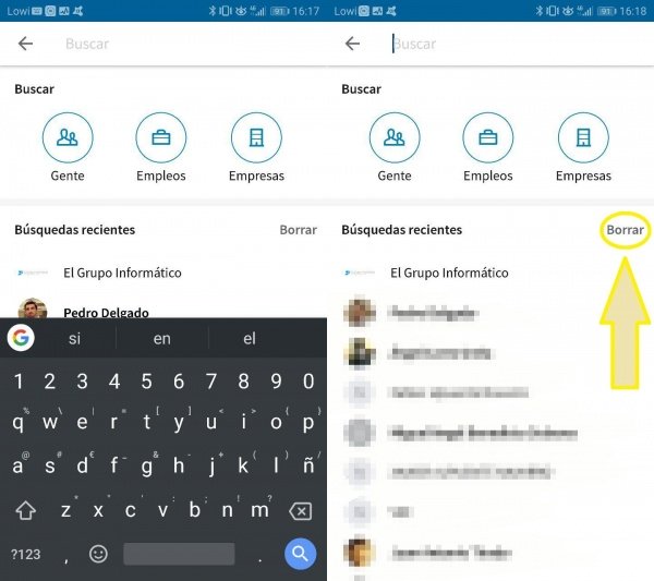 Imagen - Cómo borrar el historial de búsquedas en LinkedIn para Android