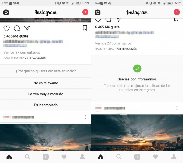 Imagen - Cómo ocultar los anuncios en Instagram