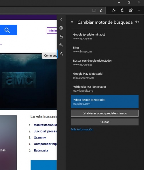 Imagen - Cómo cambiar el motor de búsqueda en Microsoft Edge