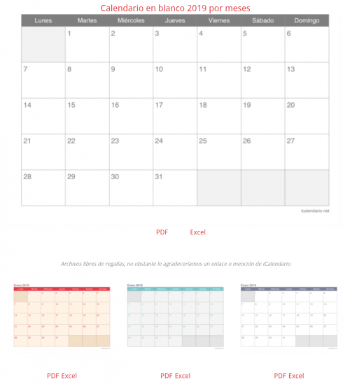 Imagen - 8 plantillas de calendario del año 2019