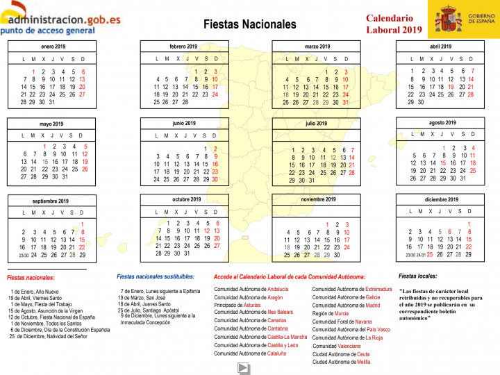 Imagen - 7 plantillas para el calendario laboral 2019
