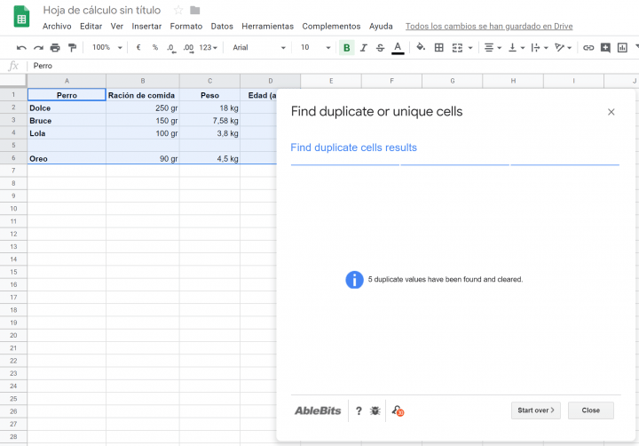 Imagen - C&oacute;mo eliminar duplicados en Google Sheets
