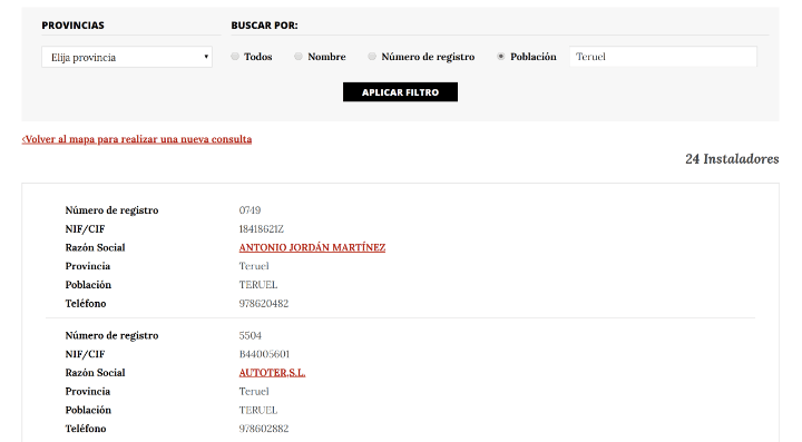 Imagen - Cómo buscar instaladores de TDT registrados