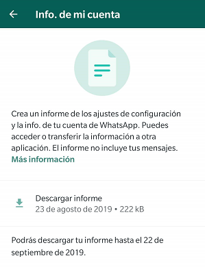 Imagen - Cómo solicitar el informe de tu cuenta en WhatsApp