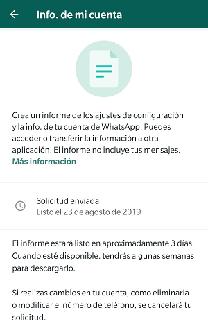Imagen - Cómo solicitar el informe de tu cuenta en WhatsApp