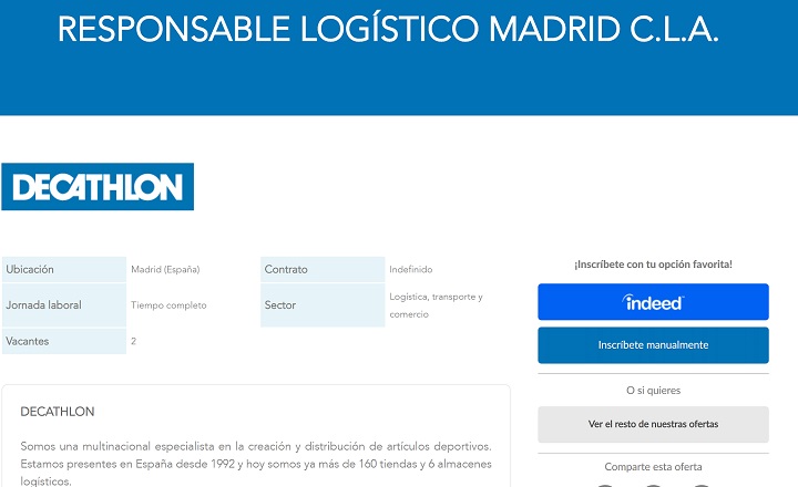Imagen - C&oacute;mo enviar el curr&iacute;culum a Decathlon por Internet