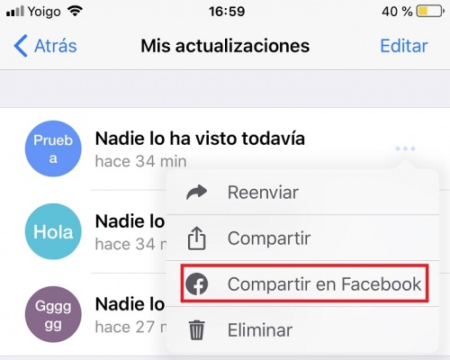 Imagen - C&oacute;mo compartir un Estado de WhatsApp en las historias de Facebook
