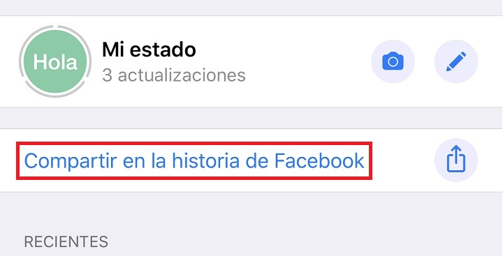 Imagen - C&oacute;mo compartir un Estado de WhatsApp en las historias de Facebook