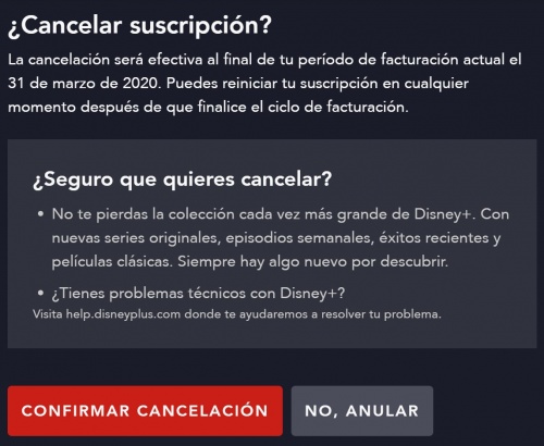 Imagen - Cómo darse de baja de Disney Plus España