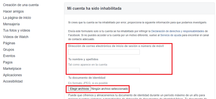 Imagen - Cómo recuperar una cuenta de Facebook desactivada