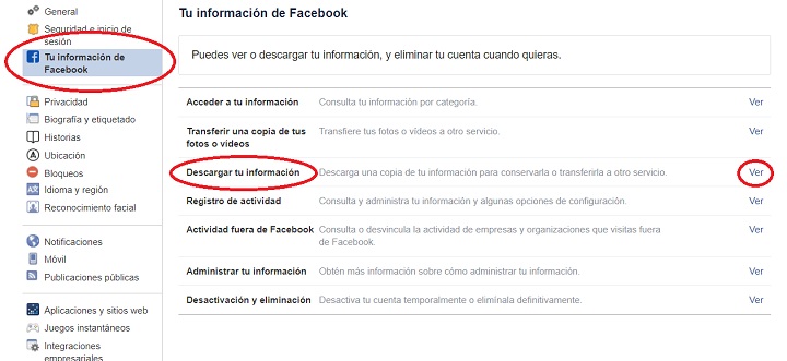 Imagen - Cómo descargar toda la información de Facebook