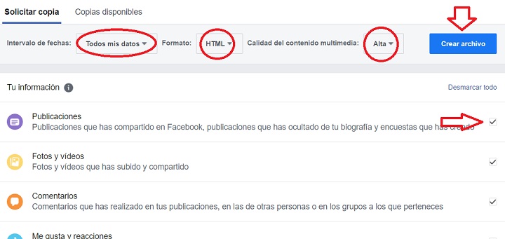 Imagen - Cómo descargar toda la información de Facebook