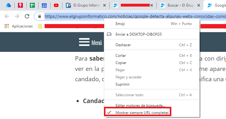 Imagen - Cómo hacer que Chrome muestre la URL completa