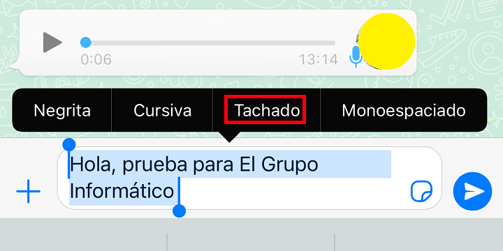 Imagen - Cómo subrayar y tachar en WhatsApp