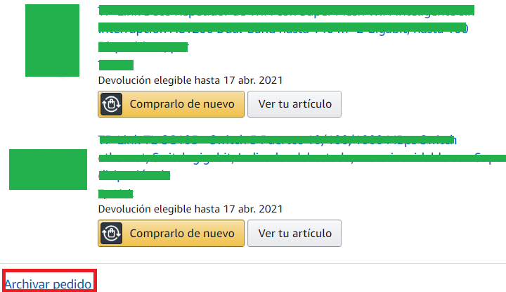 Imagen - Cómo ocultar un pedido en Amazon