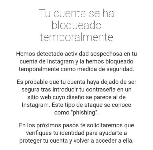 Imagen - Instagram: &quot;Tu cuenta se ha bloqueado temporalmente&quot;