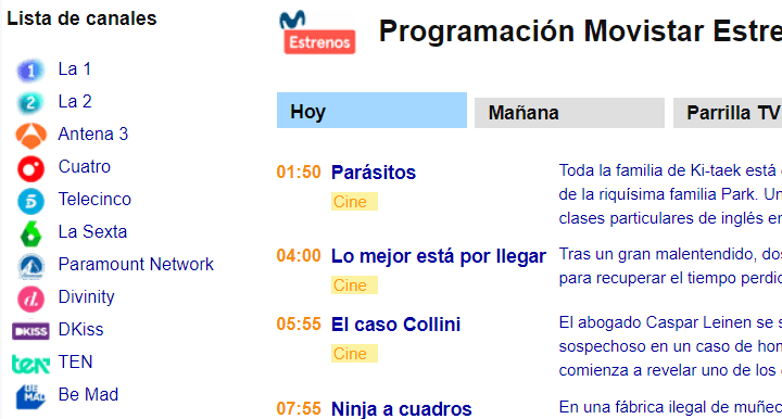 Imagen - Cómo ver la programación de Movistar+ por Internet