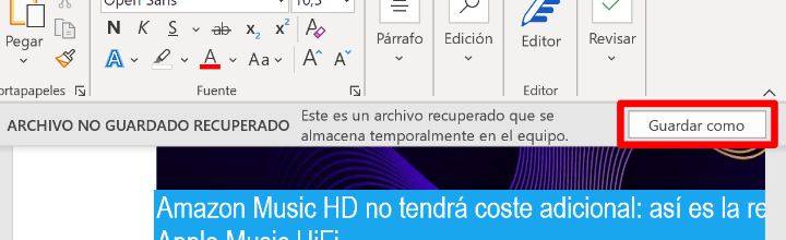 Imagen - Recuperar documentos de Office sin guardar
