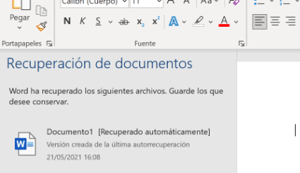 Imagen - Recuperar documentos de Office sin guardar