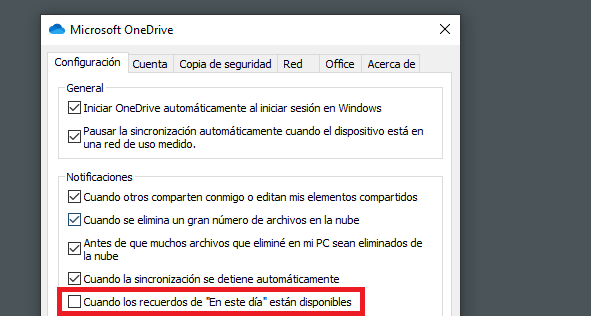 Imagen - Cómo desactivar la notificación de &quot;En este día&quot; en OneDrive