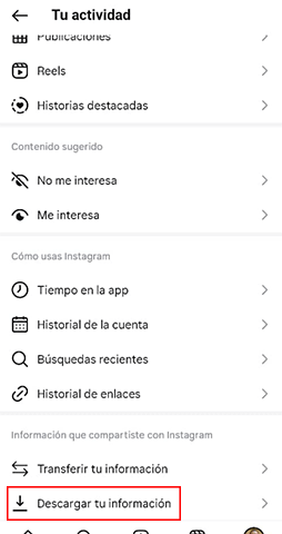 Imagen - Cómo exportar todos los datos de Instagram