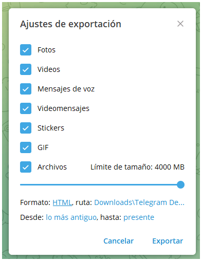 Imagen - Cómo exportar chats, grupos, canales e imágenes de Telegram