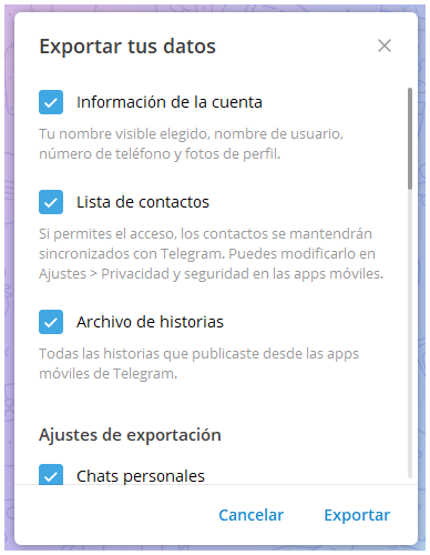 Imagen - Cómo exportar chats, grupos, canales e imágenes de Telegram