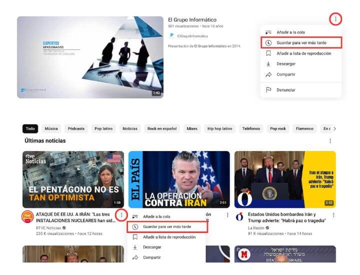 Imagen - Cómo guardar un vídeo para ver más tarde en YouTube