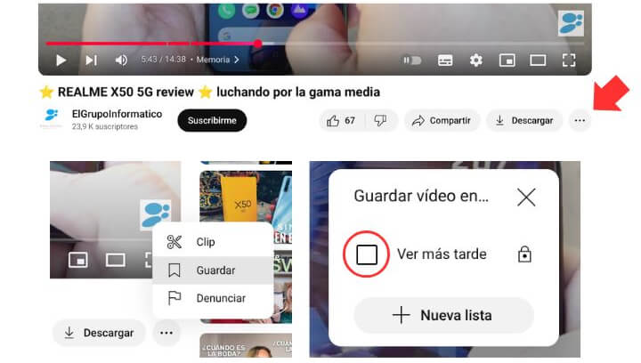 Imagen - Cómo guardar un vídeo para ver más tarde en YouTube