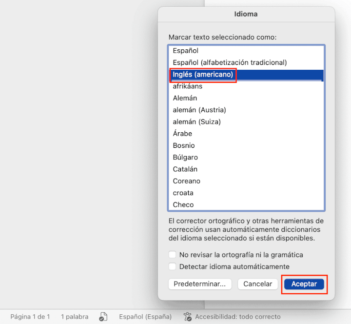 Imagen - Cómo cambiar el idioma del corrector de Word