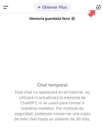 Imagen - Cómo activar un &quot;Chat temporal&quot; en ChatGPT
