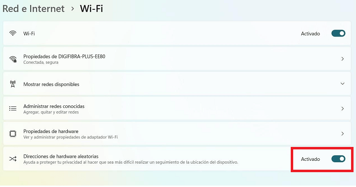 Imagen - C&oacute;mo poner una direcci&oacute;n MAC aleatoria en Windows 11