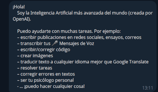 Imagen - C&oacute;mo tener ChatGPT en Telegram