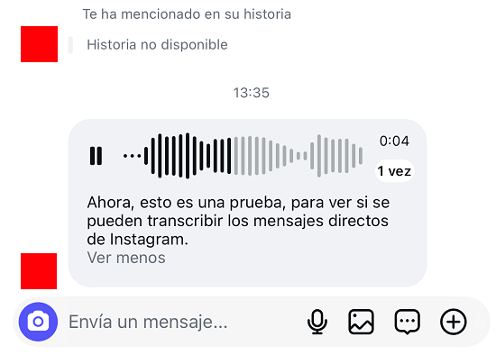 Imagen - C&oacute;mo transcribir notas de voz en Instagram DM