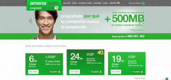 Imagen - Amena premia a todos sus clientes con 500MB gratis hasta el 30 de septiembre