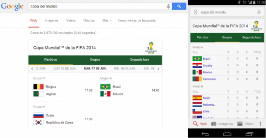 Imagen - La programación de partidos, grupos y resultados del Mundial 2014 ahora en Google