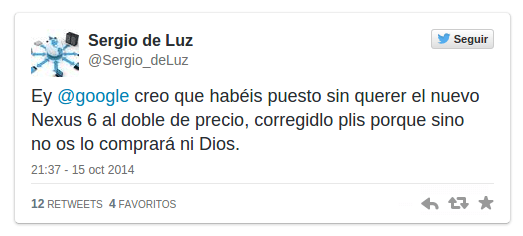 Imagen - Nexus 6 no gusta en Twitter: el precio rompe la esencia de Google