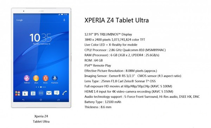 Imagen - Sony Xperia Z4 Tablet Ultra, rumores de una incre&iacute;ble tablet de 12,9 pulgadas