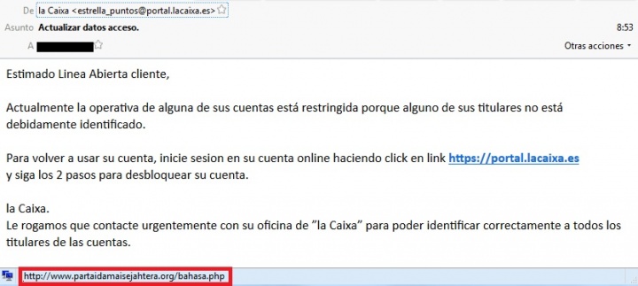 Imagen - Intentan engañar a usuarios de La Caixa con webs falsas