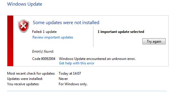 Imagen - La actualización KB3038314 de Windows 7 da un error 80092004