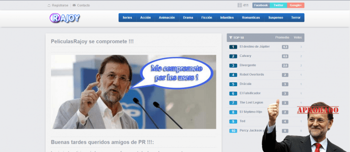 Imagen - PeliculasRajoy.com, una web de descargas en &quot;honor&quot; al presidente
