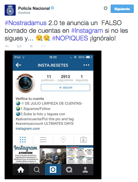 Imagen - Bulo: Instagram borrará cuentas si no los sigues