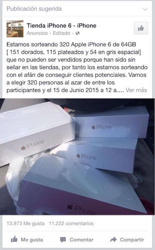 Imagen - Un sorteo de 320 iPhones en Facebook: estafa viral
