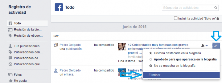 Imagen - Eliminar las publicaciones de Familiadot en Facebook