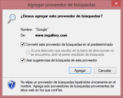 Imagen - Añadir Google como proveedor de búsqueda en Internet Explorer